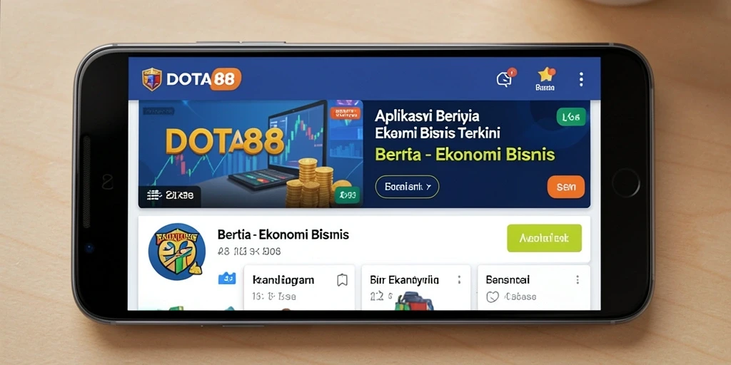 Tampilan aplikasi DOTA88 dengan konten ekonomi bisnis yang informatif.