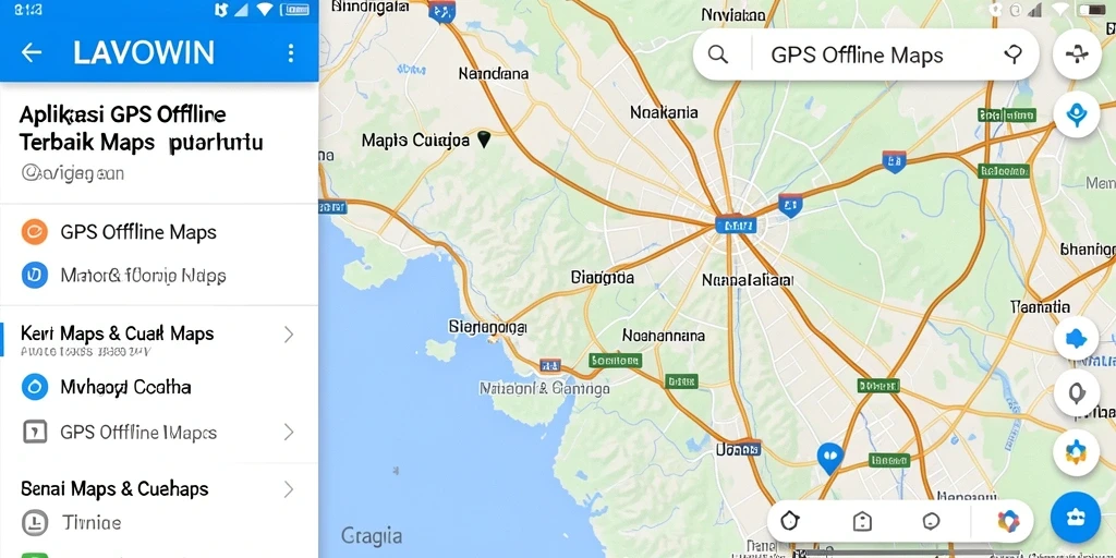 Antarmuka pengguna LAVOWIN dengan fitur GPS Offline Maps yang canggih.
