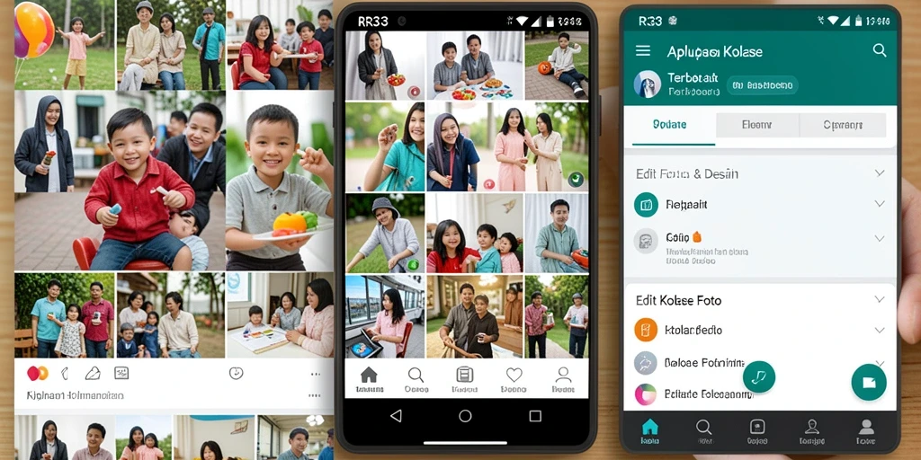 Tampilan antarmuka aplikasi RR33 untuk kolase foto yang user-friendly.